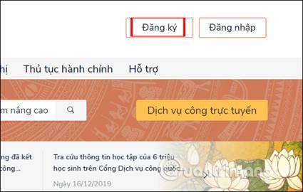 Hướng dẫn đăng ký tài khoản Dịch vụ công Quốc gia